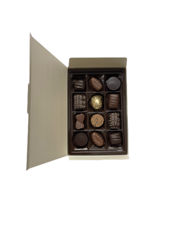 Ballotin Blanc Graphique 125g Chocolats Assortis Chocolaterie Schaal