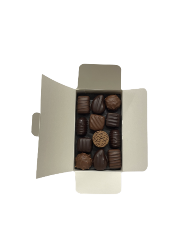 Ballotin Blanc Graphique 250g Chocolats Assortis Chocolaterie Schaal