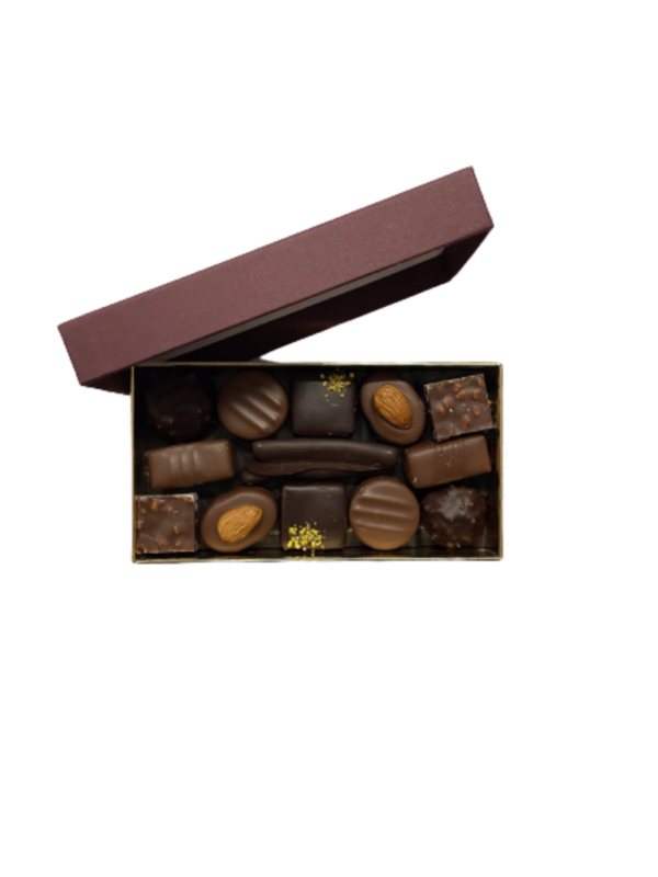 Ballotin Premium Ecrin Bordeaux 510g Chocolats Assortis Chocolaterie Schaal