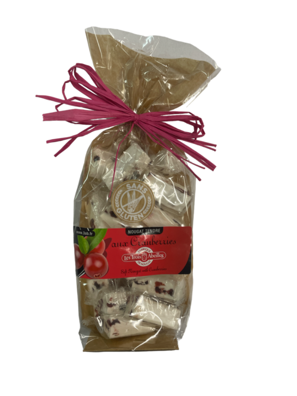 Sachet de Nougat tendre aux cranberries 150g Trois Abeilles