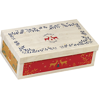 Coffret Rectangle Bonnes Fêtes Rennes 31,5x18x10cm