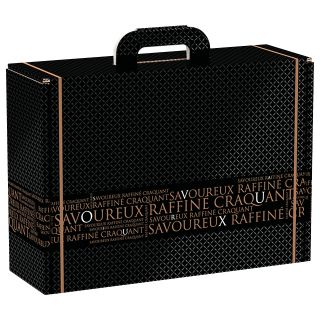 Valisette carton rectangle Savoureux noir/cuivre 34,2x25x11,5cm
