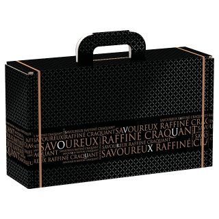 Valisette carton rectangle Savoureux noir/cuivre 33x18,5x9,5cm