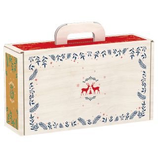 Valisette Carton Rectangle Bonnes Fêtes Rennes 33x18,5x9,5cm