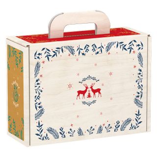 Valisette Carton Rectangle Bonnes Fêtes Rennes 25x18,5x9,5cm