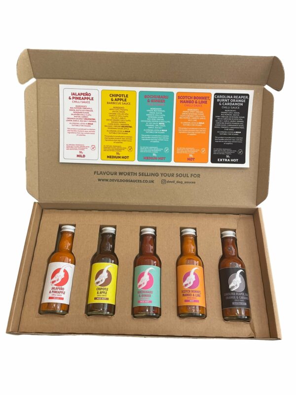 Coffret cadeau Sauce Mild to Extra Hot Box 5x50mL DevilDog Sauces